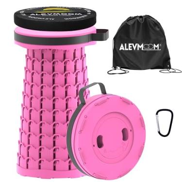 Imagem de ALEVMOOM Banqueta dobrável retrátil atualizada, banqueta telescópica dobrável para adultos, leve, mas mais resistente, assentos dobráveis para acampamento, pesca, caminhadas ao ar livre