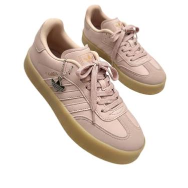 Imagem de Tênis Estilo Samba Casual Feminino, Rosa Claro com Sola Goma, Estilo Retrô Premium (BR, Adulto, Numérico, 39)