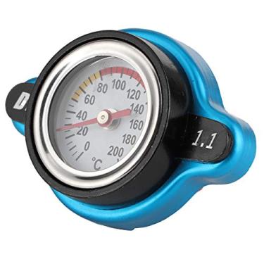 Imagem de Naroote Tampa Termostática do Radiador Com Medidor de Temperatura para Radiador de Carro - Liga de Alumínio Universal + Tampa do de Borracha de Silicone - Escuro + Preto, 65 X 45 Mm Cena aplicável: