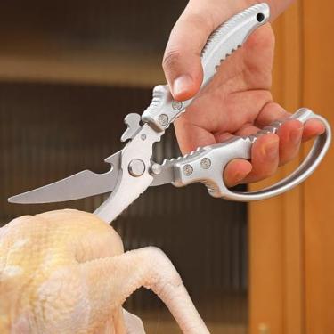 Imagem de Tesoura de cozinha multifuncional de aço inoxidável, tesoura multiuso para cortar frango, legumes, peixe, biscoito de nozes, abridor de garrafa e abridor de barriga de peixe, ferramenta essencial de