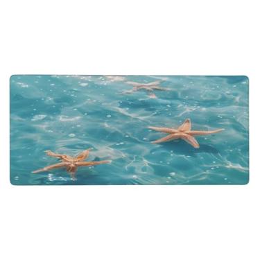 Imagem de Tapete de rato grande, estrela-do-mar, oceano, água, impermeável, tapete protetor de mesa estendido para computador, base de borracha antiderrapante para escritório, computador, teclado, laptop e mesa