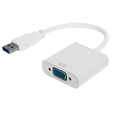 Imagem de Zopsc Conversor USB para VGA, Adaptador de Vídeo HD 1080P de 5 Gbps Com Porta Fêmea de 15 Pinos, Modos de Exibição Múltipla, Sem Alimentação Externa, para Exibição de Projetor de (Branca)