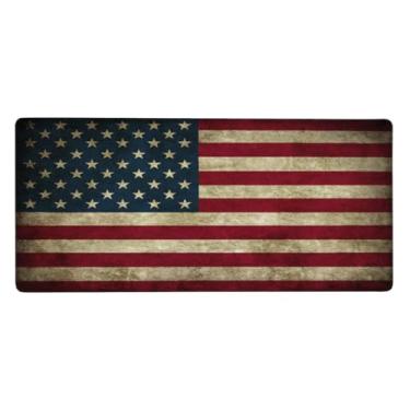 Imagem de Tapete de mouse grande com bandeira americana vintage impermeável para computador estendido tapete protetor de mesa antiderrapante base de borracha para escritório, computador, teclado, laptop e mesa