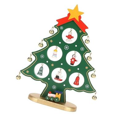 Imagem de Ymiko Mini árvore de Natal de Madeira para Mesa, Decoração Festiva de Férias Com Pequenos Enfeites, Peça Central para Decoração de Casa de Natal (Verde)
