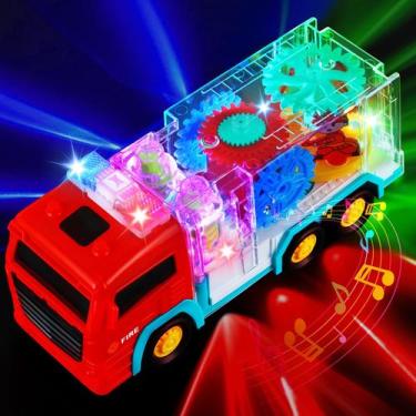 Imagem de Caminhão de bombeiros TNOIE Light Up Sensory Car Toy para crianças de 