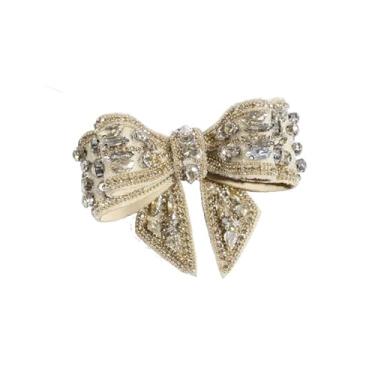 Imagem de 1 broche masculino de gravata borboleta de diamante 9 x 7 cm gravata borboleta decorativa de cristal para eventos formais de terno de casamento, Bege