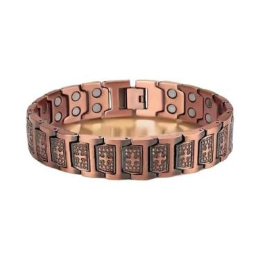 Imagem de Pulseira Magnética Ajustável De Cobre Com 3 Fileiras Para Homens, Com 