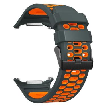 Imagem de MGTCAR Pulseira de silicone sem lacunas para Samsung Galaxy Watch 7 Ultra de 47 mm para Galaxy Watch pulseira ultrarrápida (preto laranja)