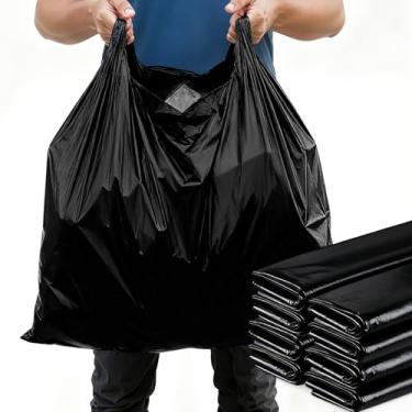 Imagem de AmazingSpark Pacote com 100 camisetas de plástico pretas extragrandes 45 x 76 cm x 15 cm (0,8 mm de espessura) com alça para restaurante, varejo, mercearia, negócios