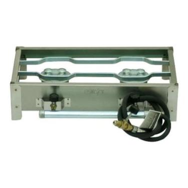 Imagem de Fogão Inox 2 Bocas Pequeno E005 Gás Mangueira + Registro - Estilofer, 