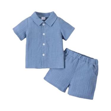 Imagem de Conjunto de 2 peças de camisa de manga curta e shorts de tecido jacqua