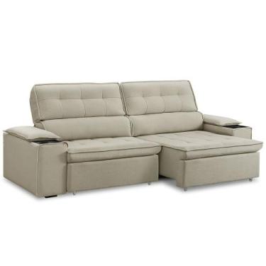 Imagem de Sofá Retrátil Reclinável 3 Lugares Sala de Estar 235cm Bilac F04 Linho