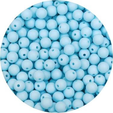 Imagem de BONNY BOXX 100 peças de contas redondas de acrílico azul claro fosco de 12 mm, bolas de chiclete de resina de plástico fosco, contas grossas para fabricação de colar e pulseira, suprimentos de