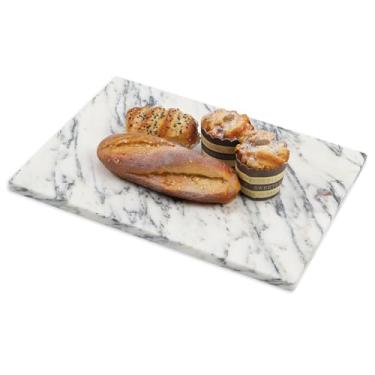 Imagem de Soulscrafts Tábua de massa de mármore natural para cozinha, 30 x 40 cm, tábua de corte de pedra para massa, chocolate, laje de mármore branco, presente de Natal