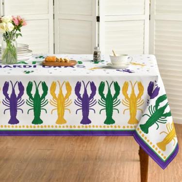 Imagem de Horaldaily Toalha de mesa retangular de carnaval de 132 x 182 cm, lagosta de carnaval, Happy Mardi Gras, toalha de mesa sazonal para festas e jantares