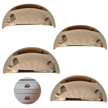 Imagem de Puxador Concha Dourado Lisa Gruppa 64mm 4 Unidades