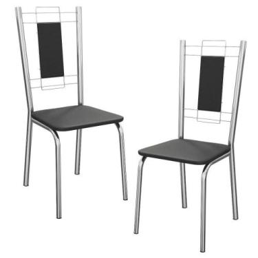 Imagem de Kit 2 Cadeiras Cromada 2c005cr material sintético Kappesberg Preto