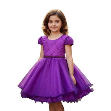 Imagem de Vestido Infantil Princesa Pérola Festa Luxo Saia De Brilho - Algão Doc