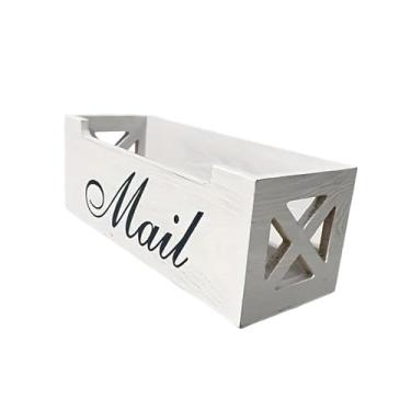 Imagem de IEUDNS Organizador de Correspondências de Madeira, Porta-Correspondências de Mesa, Economiza Espaço, Caixa de Correio Multifuncional para Mesa, Suporte de, Branco