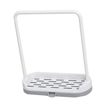 Imagem de Suporte para Esponja de Pia Cozinha Multipropósito Toalha com Prateleira Secagem Prato Buracos Drenagem Design Compacto Balcão