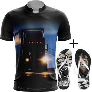 Imagem de Kit Combo Camisa Caminhão Chofer 262 + Chinelo Caminhoneiro - 3F Sport