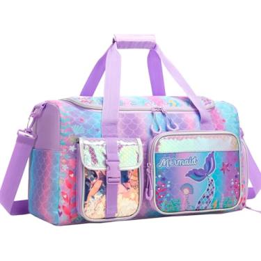 Imagem de Bolsa infantil de dança para meninas de 6 a 8 anos, academia, esportiva, noturna, com compartimento para sapatos