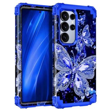 Imagem de Miqala Capa para Galaxy S25 Ultra 5G, que brilha no escuro, três camadas, resistente, à prova de choque, proteção total de plástico rígido + capa protetora de silicone macio para Samsung Galaxy S25