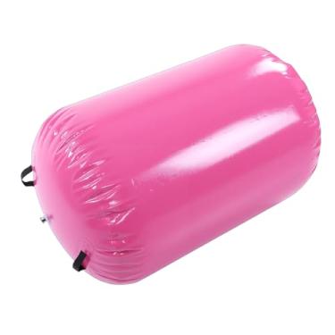 Imagem de SPYMINNPOO Rolo de Ar de Ginástica, Rolo Inflável de PVC, Tapete de Mola Traseira, Equipamento de Ginástica Com Bomba Manual para Treinamento de Ioga, Líderes de Torcida, Uso Doméstico (Rosa)