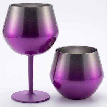Imagem de TAÇA COPO TÉRMICO DE AÇO INOXIDÁVEL PARA GIN, VINHO E DRINKS, 410ML. ISOLAMENTO TÉRMICO PAREDE DUPLA, HASTE REMOVÍVEL. COCKTAIL, INQUEBRÁVEL E PORTÁTIL PARA BEBIDAS, FESTAS E EVENTOS. (morado)