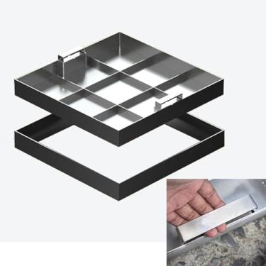 Imagem de Capas de bueiro invisíveis portáteis com alças retráteis, tampas de fossas sépticas resistentes personalizáveis, cobertura invisível de bacia de esgoto de aço inoxidável (29 x 33 x 2 pol/73,7 x 83,8 x