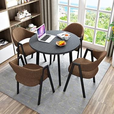 Imagem de Mesa redonda de recepção mesa de conferência mesa de recepção e cadeiras escritório negociação mesa e cadeira combinação com 1 mesa e 4 cadeiras para sala de estar e cozinha sala de jantar.