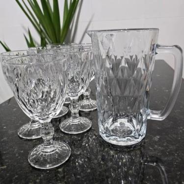 Imagem de Jogo de Jarra e Taças de Vidro Cristal Diamond  1 Jarra 1200ml + 6 Taç