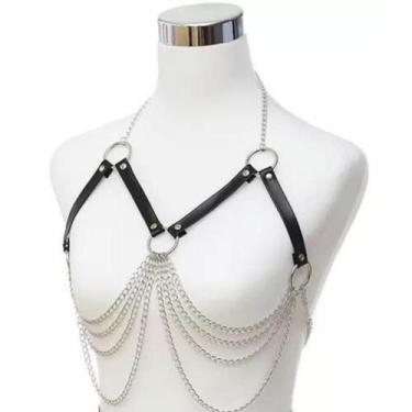Imagem de Lingerie Arreio Harness Sutiã Preto Com Detalhes em Correntes - Loja F