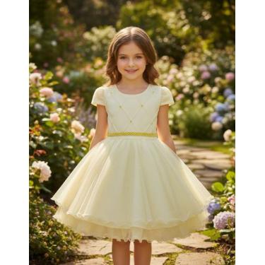 Imagem de Vestido Infantil Princesa Pérola Festa Luxo Saia De Brilho - Algão Doc