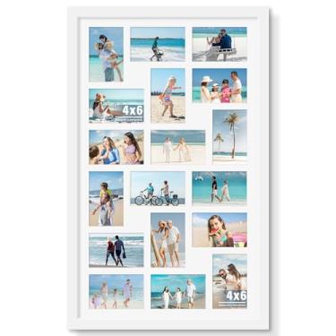 Imagem de DUENPY Porta-retrato 45,7 x 76,6 cm, colagem, 10 x 15,2 cm, decoração de parede, branca, para dezoito fotos de 10 x 15 cm