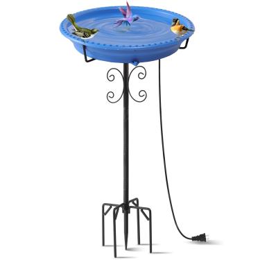 Imagem de Yiabivo Banhos aquecidos para pássaros ao ar livre, aquecedor de água de banho de pássaro de 100 W, descongelador de banho de pássaros, controle de termostato de temperatura e resistência ao clima