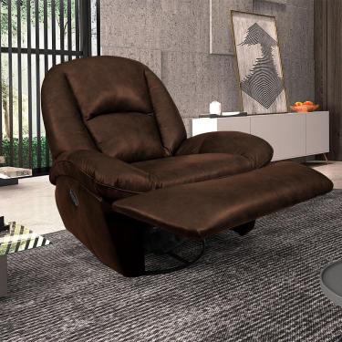 Imagem de Poltrona do Papai Sala de Cinema Carrie Reclinável Retrátil Manual Glider Giratória Couro Marrom Tabaco Manchado G40 - Gran Belo