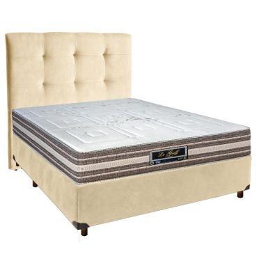 Imagem de Conjunto Cama Box Perola Casal + Colchão Molas Ensacadas Legriff Sankonfort + Cabeceira