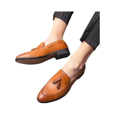 Imagem de Sapatos Masculinos De Couro Estilo Britânico, Sem Cadarço, Com Borlas,