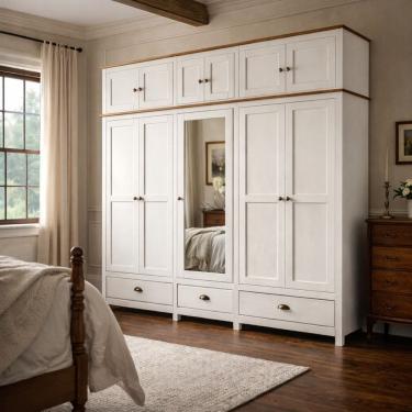 Imagem de Guarda Roupa Madeira Maciça Bipartido 10 Portas Rústico Boho