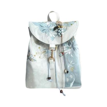 Imagem de Mochila De Lona Artesanal Estilo Chinês Retrô De 15 Polegadas Com Bord
