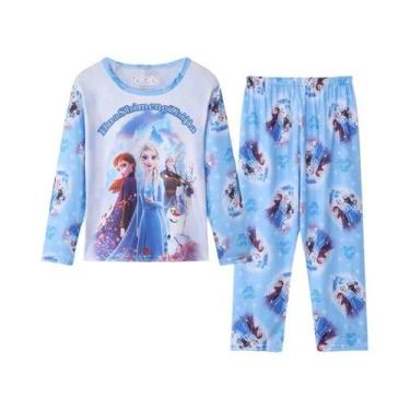 Imagem de Conjunto De Pijamas Frozen Para Meninas Anna Elsa Com Manga Longa E Ca
