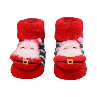 Imagem de Meias De Natal Para Bebês Recém-Nascidos Antiderrapantes De Pelúcia Qu