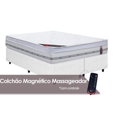 Imagem de Cama Box King: Colchão C-vibro Massagem Castor Pocket Gold Star Niponpedic Magnético + Base Crc Courano White(193x203)
