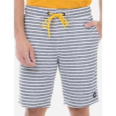 Imagem de Bermuda King & Joe Sarja Masculina Comfort Malha Listrada Off-White-Masculino