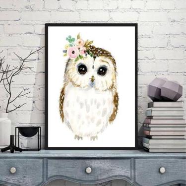 Imagem de Quadro Decorativo Infantil Corujinha 24X18 Com Vidro - Preta