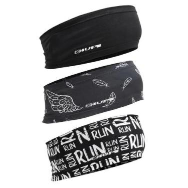 Imagem de Kit com 3 Testeira Headband Faixa de Cabeça Hupi Run, Preto