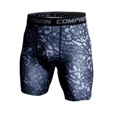 Imagem de Shorts De Compressão Masculinos Com Estampa Camuflada 3D Para Musculaç