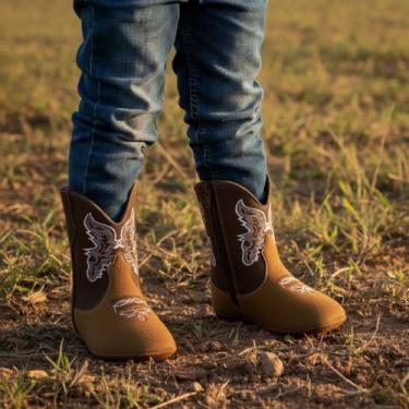 Imagem de Bota Texana Bebe Unissex Leve Macia Linha Baby Kapell, Café, 19/20