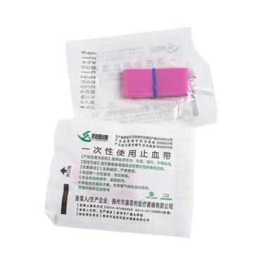 Imagem de Torniquete Descartável Rosa Com Elástico, 10 Tiras Pré-Cortadas, Kit D